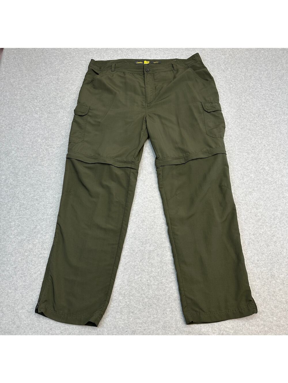 Cabela’s Convertible Hiking Cargo Pants Men 40x32 Army Green Classic Fit Zip-Off